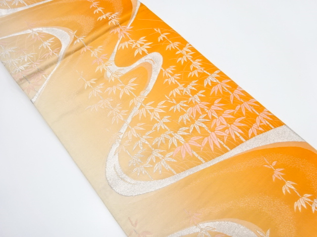 JAPANESE KIMONO / ANTIQUE FUKURO OBI / SILK / WOVEN BAMBOO GRASS